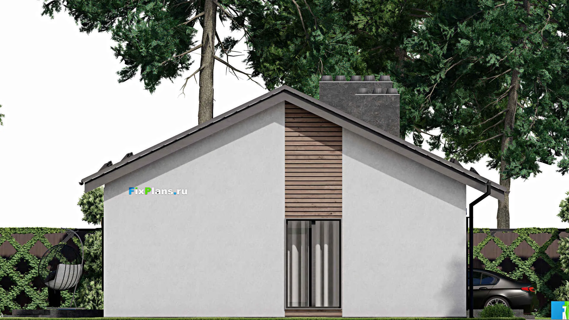 F-3374 - Проект одноэтажного дома 10 на 16, площадью 170 м² с террасой и 3 спальнями