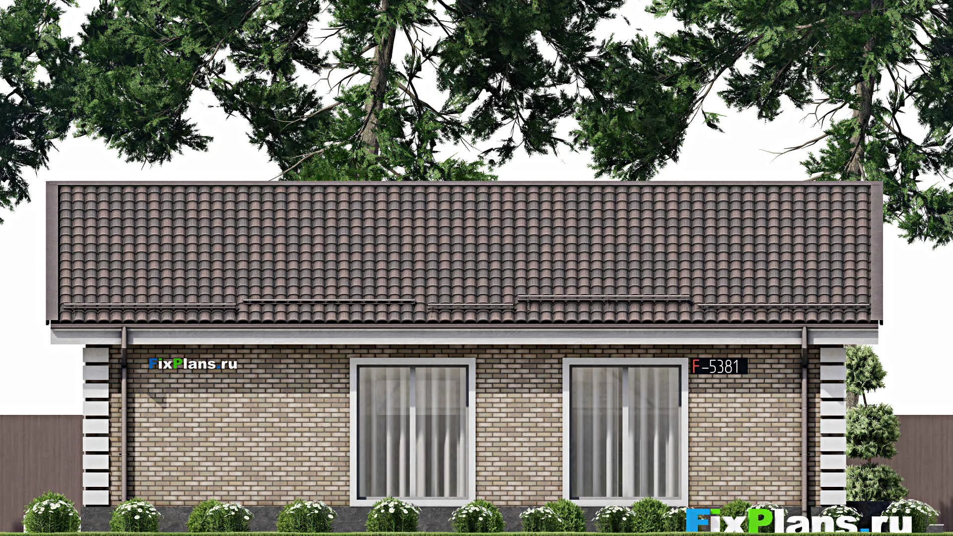 F-5381 - План одноэтажного дома 9 на 14, площадью 100 м² с 3 спальнями